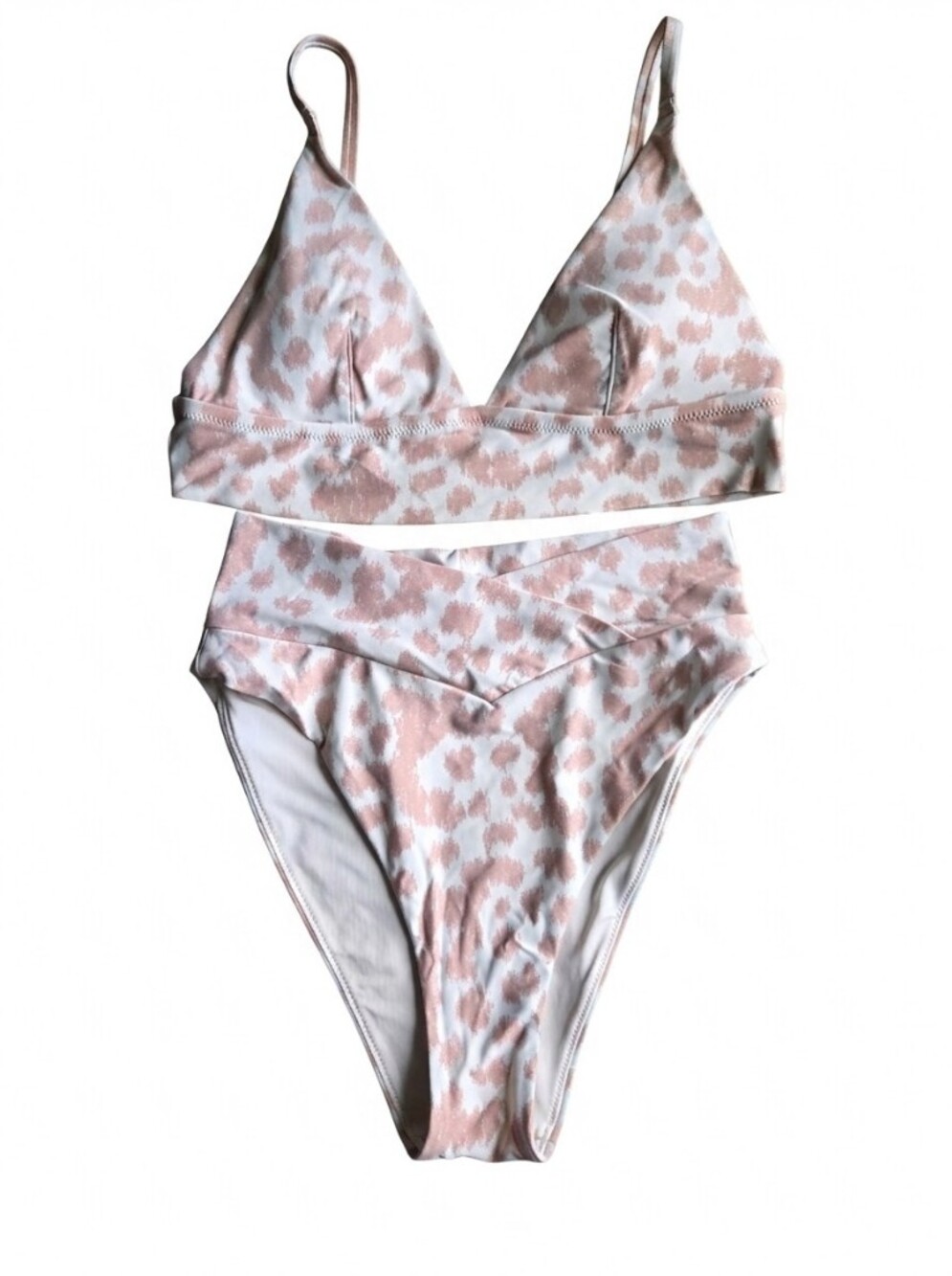 aerie Pink and White Leopard-Print Bikini Set